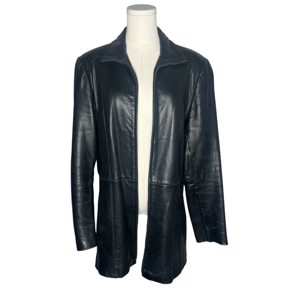 Y2K Vintage Croft & Barrow Black Lambskin Longline Leather Jacket